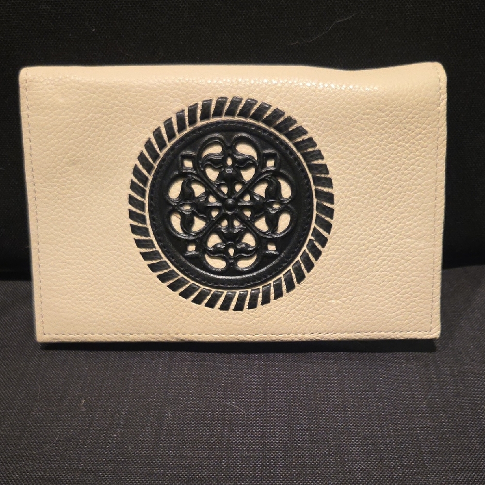 Brighton Cream and Black Medallion Clutch